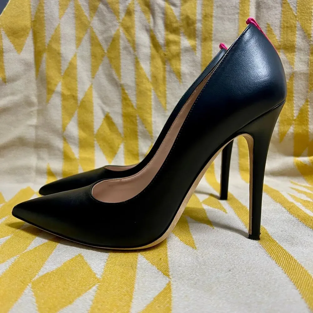 SJP Sarah Jessica Parker Fawn Pointed Toe Dress Pumps | Black 110mm | 39.5 9.5 - Picture 3 of 7